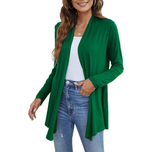 Women's Lightweight Open Front Cardigan Long Sleeve Casual Soft Drape Fall - Picture 2 of 7